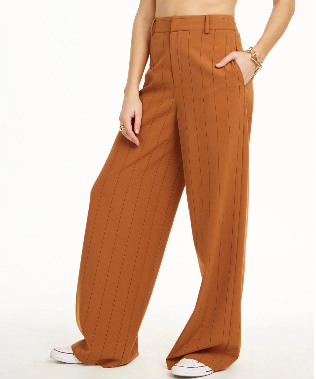 Danielle Bernstein Women's Pinstripe Trouser Pants HG Pinstrp