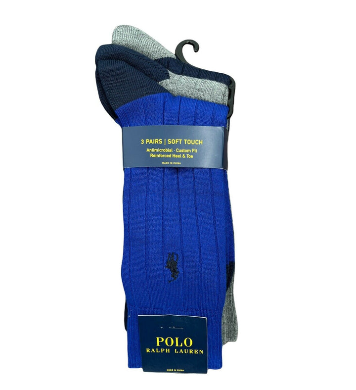 Polo Ralph Lauren Men's Socks Soft Touch Antimicrobial Custom Fit 3 Pairs