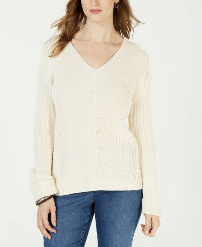 Women's V-Neck Cuffed-Sleeve Sweater