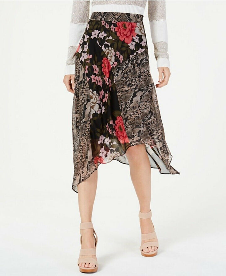 INC International Concepts Women's Petite Mixed-Print Floral MIDI Skirt