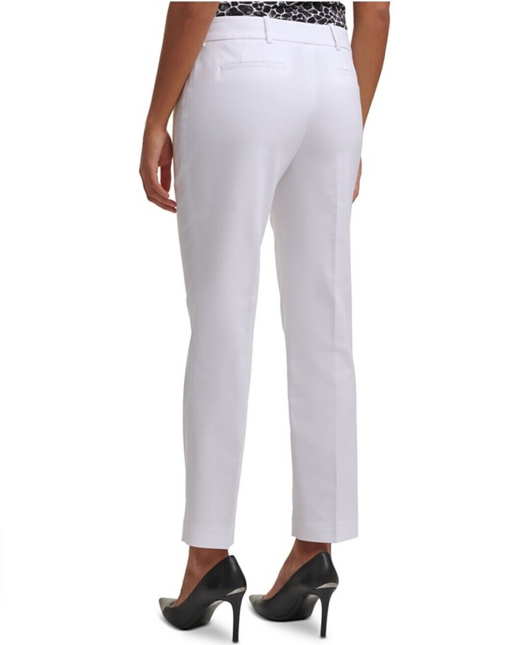 Calvin Klein Women's Mid-Rise Straight-Leg Pants White Slim Fit
