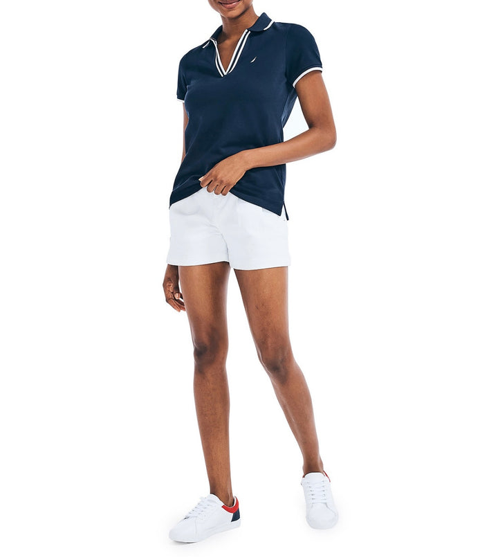 Nautica Women's Sustainably Crafted Ocean Spilt Neck Polo Top