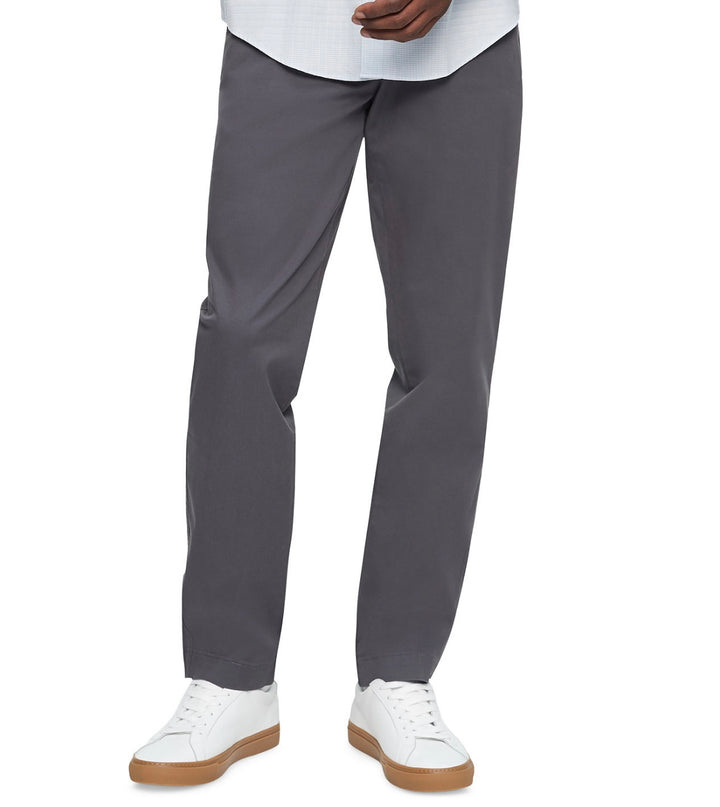 Calvin Klein Men's Straight-Fit Stretch Chino Pants Gray Pinstripe Size 38W 30L