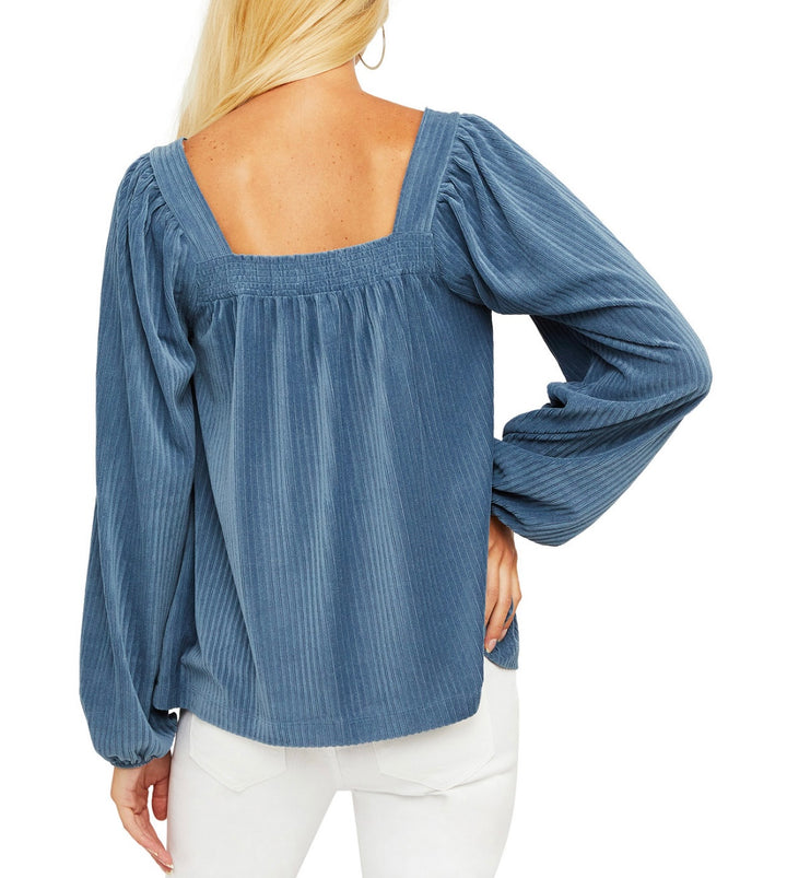 Jessica Simpson Women's Square Neck Maternity Top Blue Long Sleeve