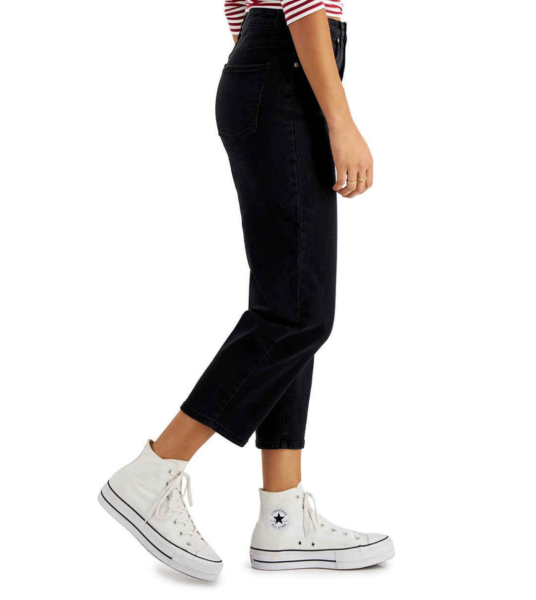 Style & Co. Women's Petite High-Rise Vintage-Classic Mom Jeans Washed Black