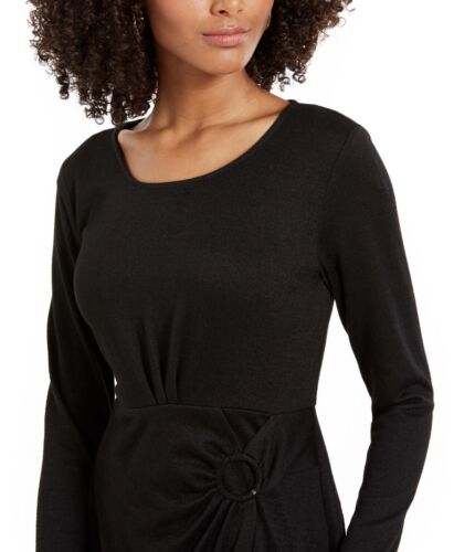 NY Collection Women's Petite Long-Sleeve Faux-Wrap Dress