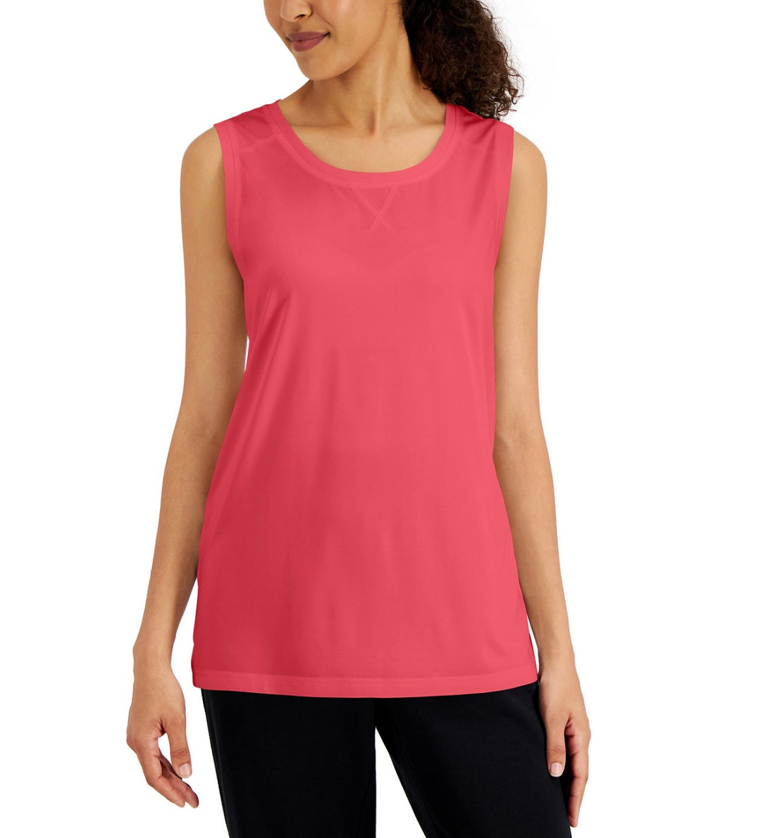 Karen Scott Women's Sleeveless Scoop Neckline Tunic Tank Top Peony Coral