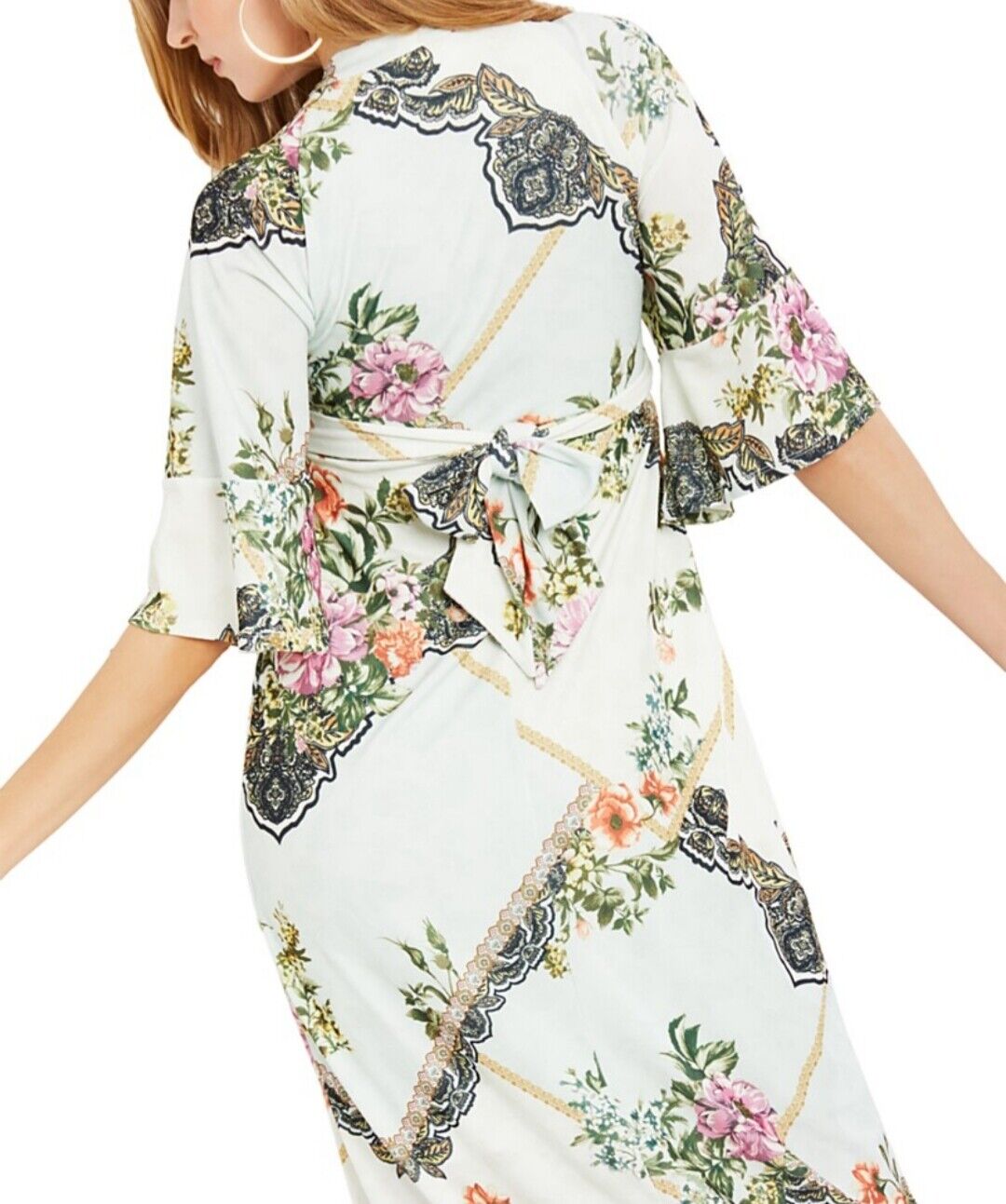 Jessica Simpson Women's Kimono Sleeve Maternity Dress White Floral Size S