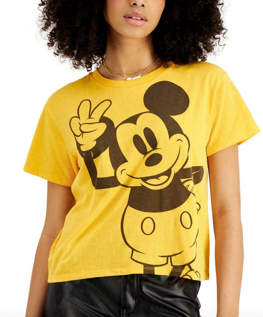 Juniors' Mickey Mouse Cropped T-Shirt Short Sleeve