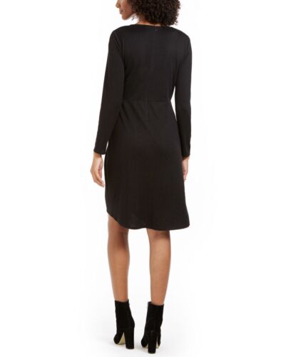 NY Collection Women's Petite Long-Sleeve Faux-Wrap Dress