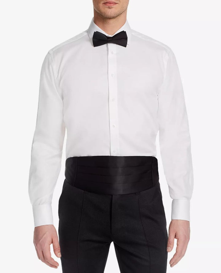 Michelsons of London Men's Classic Fit Solid French Cuff Tuxedo Shirt White