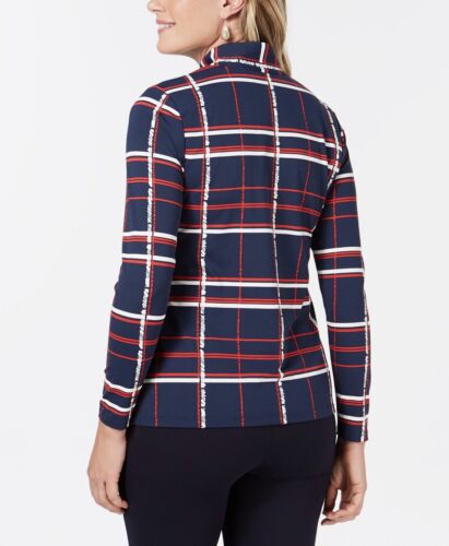 Women's Plaid Pullover-Zipper Top