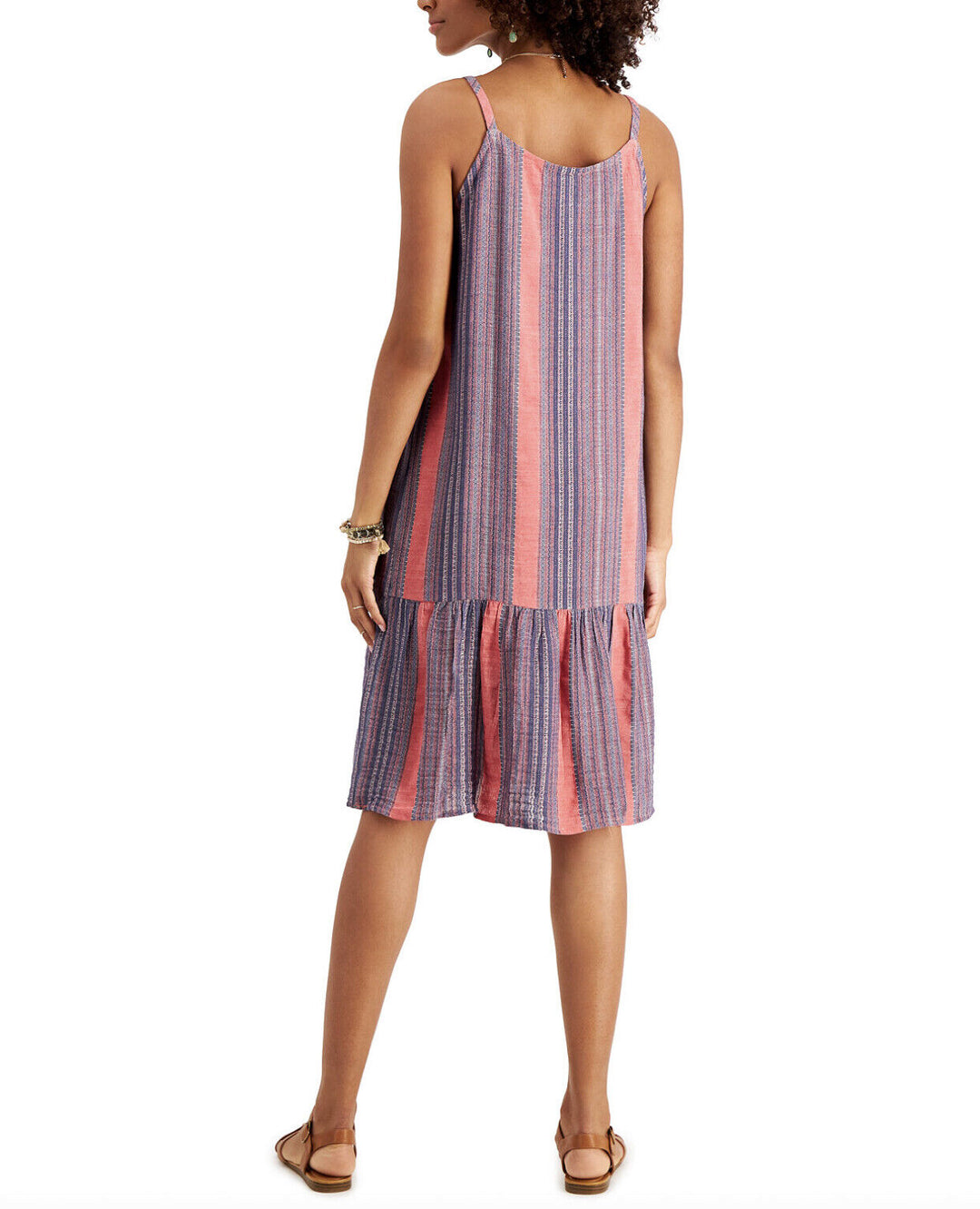 Women's Striped Midi Dress Sleeveless