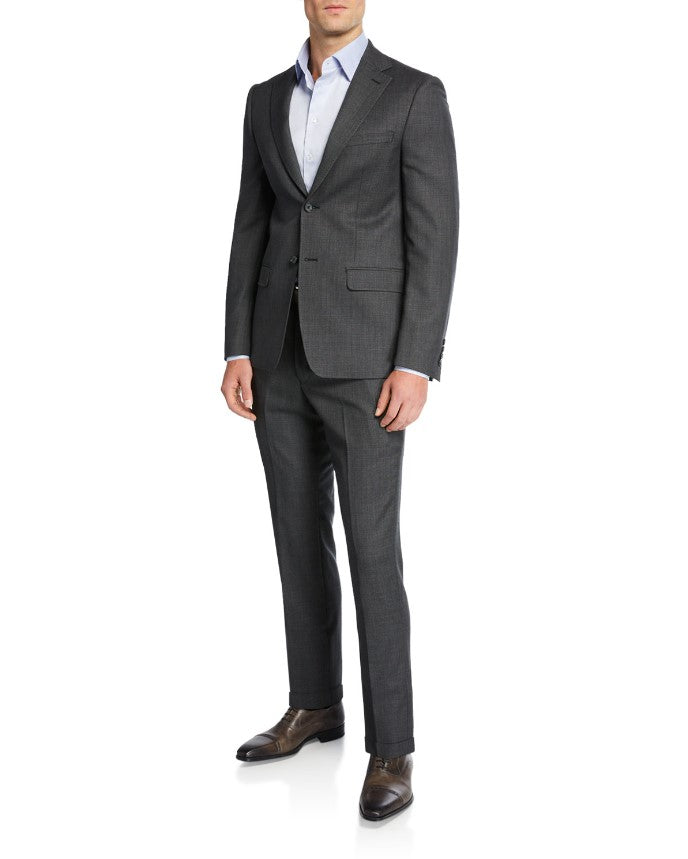 DKNY Men's Two-Piece Garment Wool Suit Blazer Pant Grey-Black Size 36Short 29W