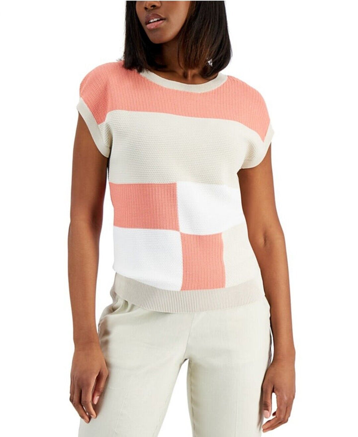Women's Mixed-Stitch Colorblocked Sweater Top