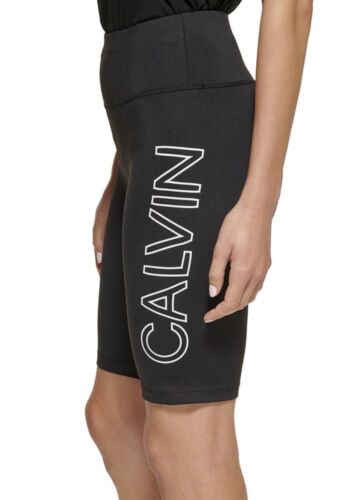 Calvin Klein Women's Bike Short High Rise Fashion Black Logo Mid compression