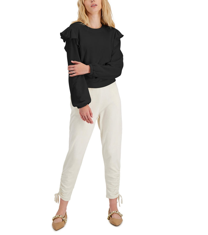 INC International Concepts Women's Cotton Ruffled-Shoulder Sweatshirt Size M