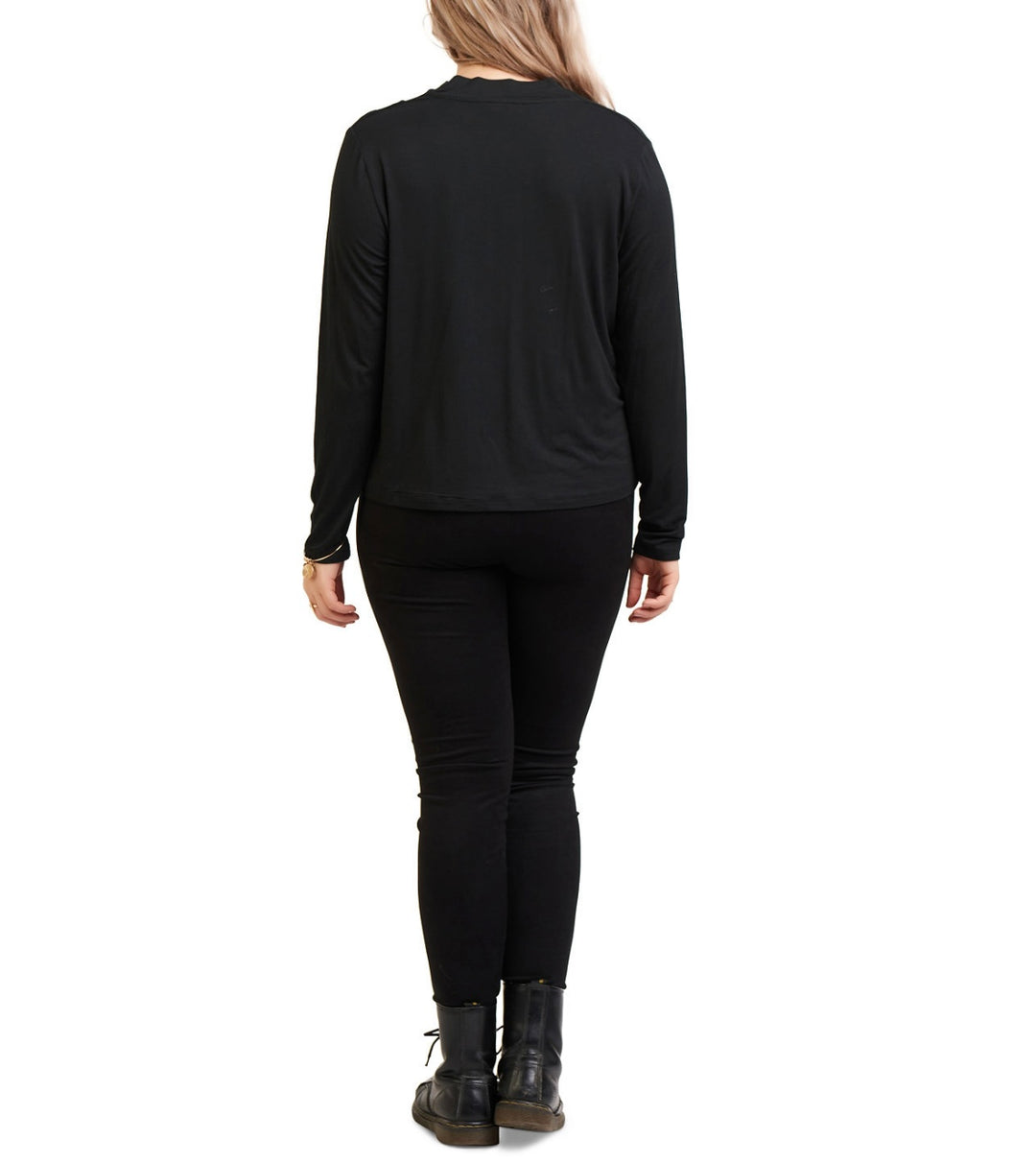 Black Tape Women's Long Sleeve Trendy Cowl-Neck Top Black Plus Size 2X