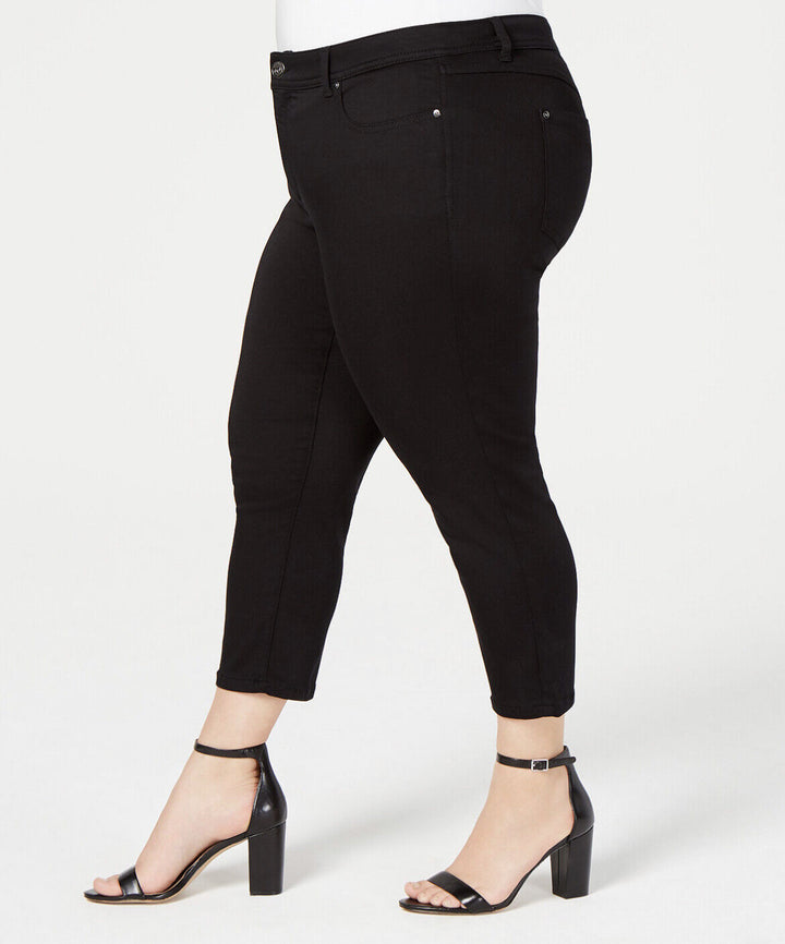 Inc Women's INCFinity Cropped Skinny Jeans Black Pockets Stretch Plus Size 24W