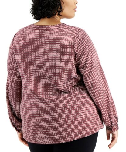 Alfani Women's Plus Size V-Neck Blouson Sleeves Blouse