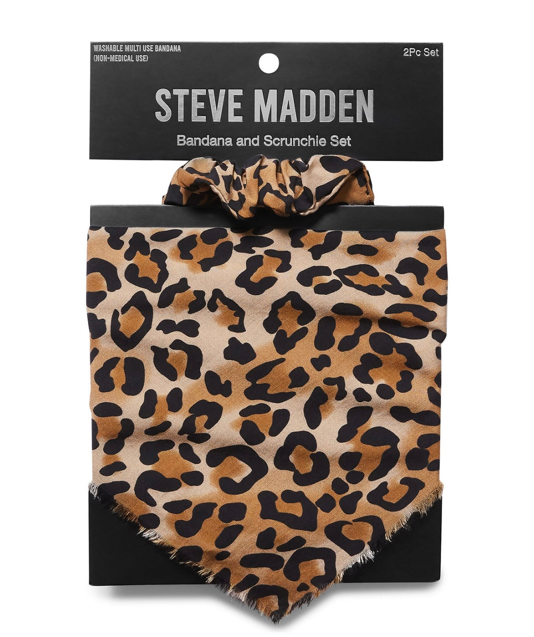 Steve Madden Women's Cotton Leopard-Print Bandana & Scrunchie Set