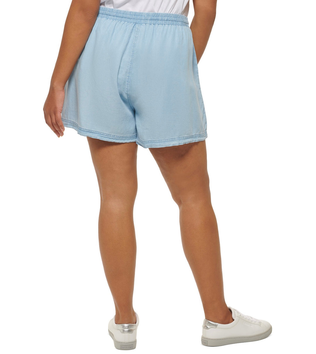 Calvin Klein Jeans Women's Trendy Drawstring Shorts Chambray Blue Plus Size 2X