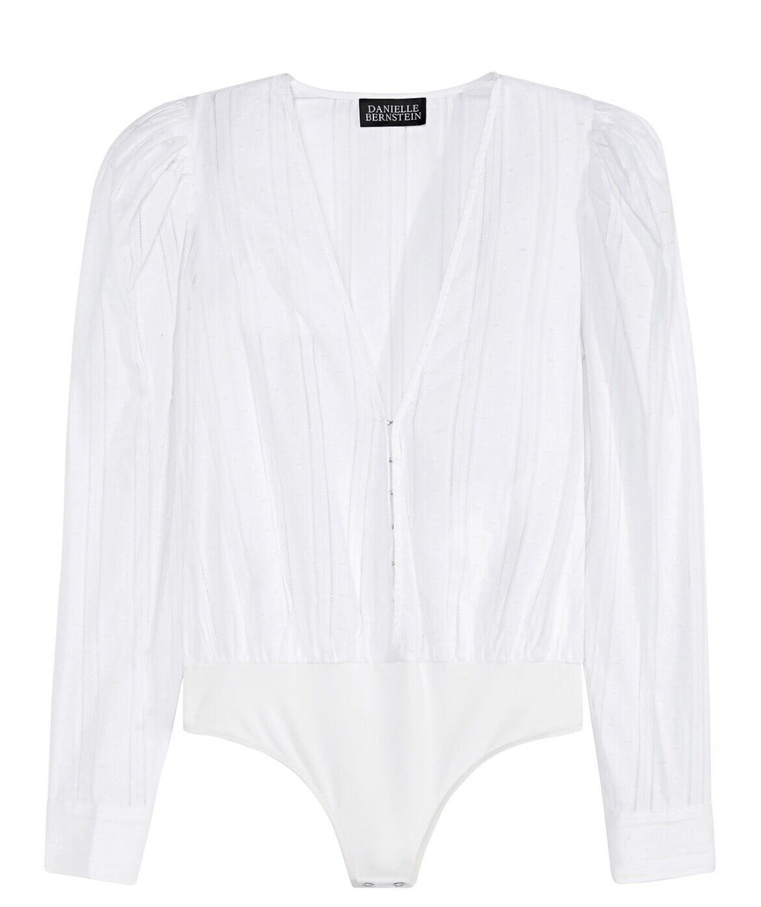 Danielle Bernstein Women's Puff Sleeve Cotton Bodysuit White Size XL