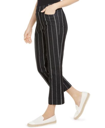 Women's Striped Cropped Tummy Control Pants