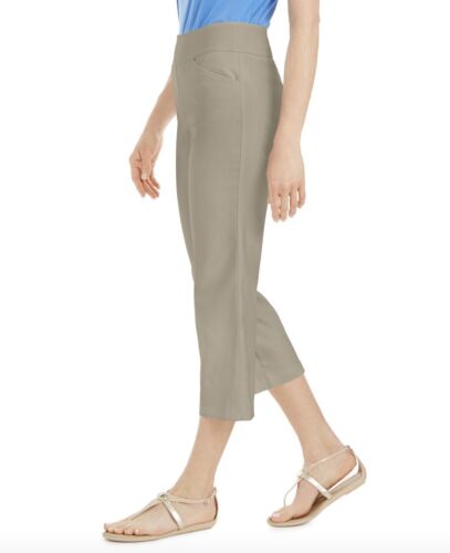 Women's Crop Pants Pockets Elastic Waist